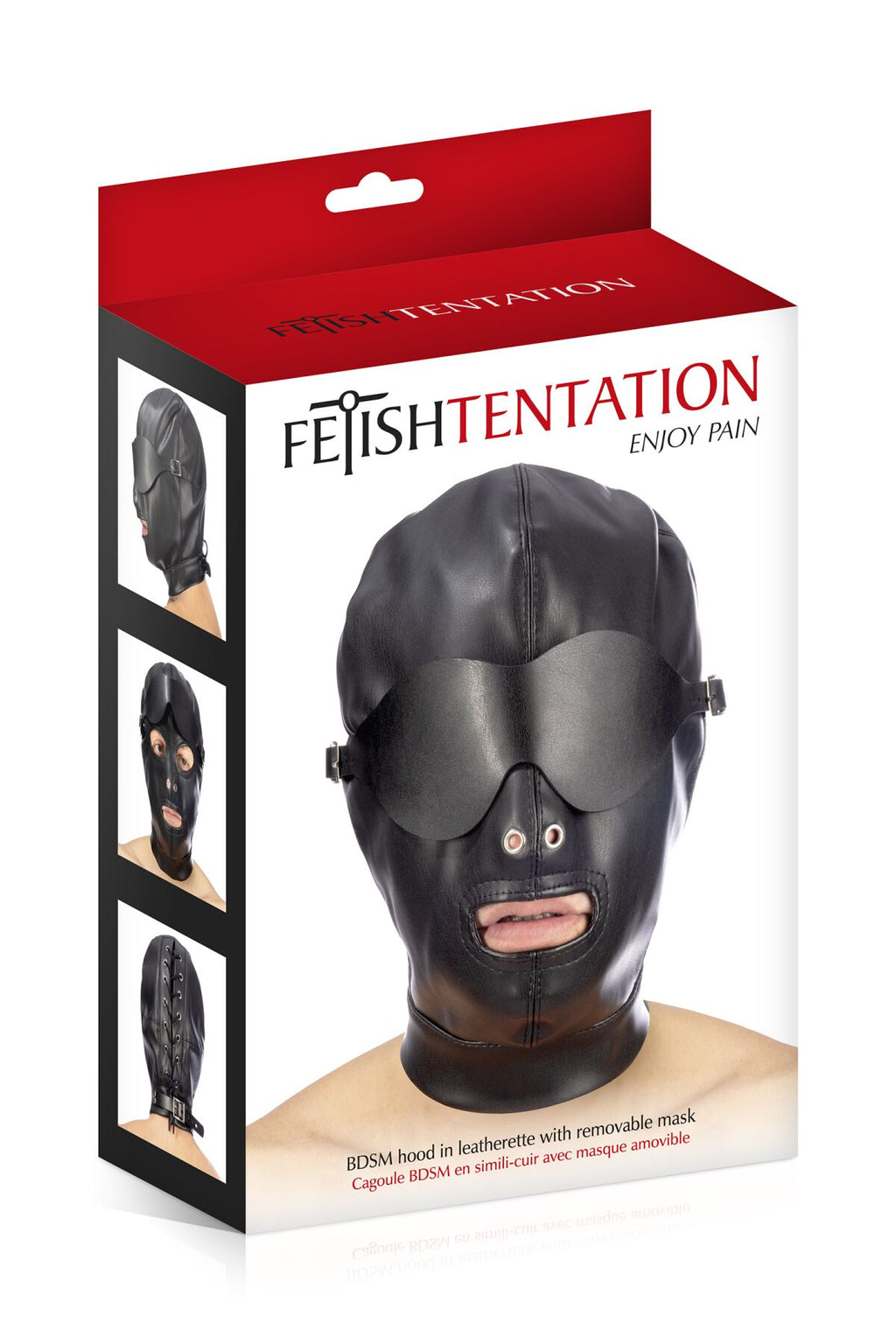 Капюшон для БДСМ зі знімною маскою Fetish Tentation BDSM hood in
