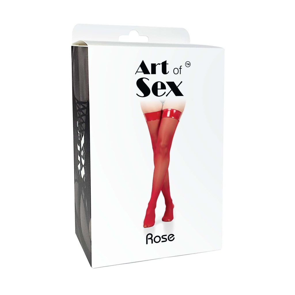 Панчохи в дрібну сітку з лакованою коронкою Art of Sex