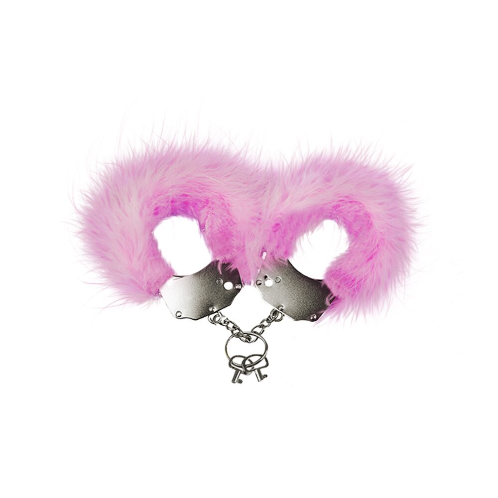Наручники металеві Adrien Lastic Handcuffs з рожевим