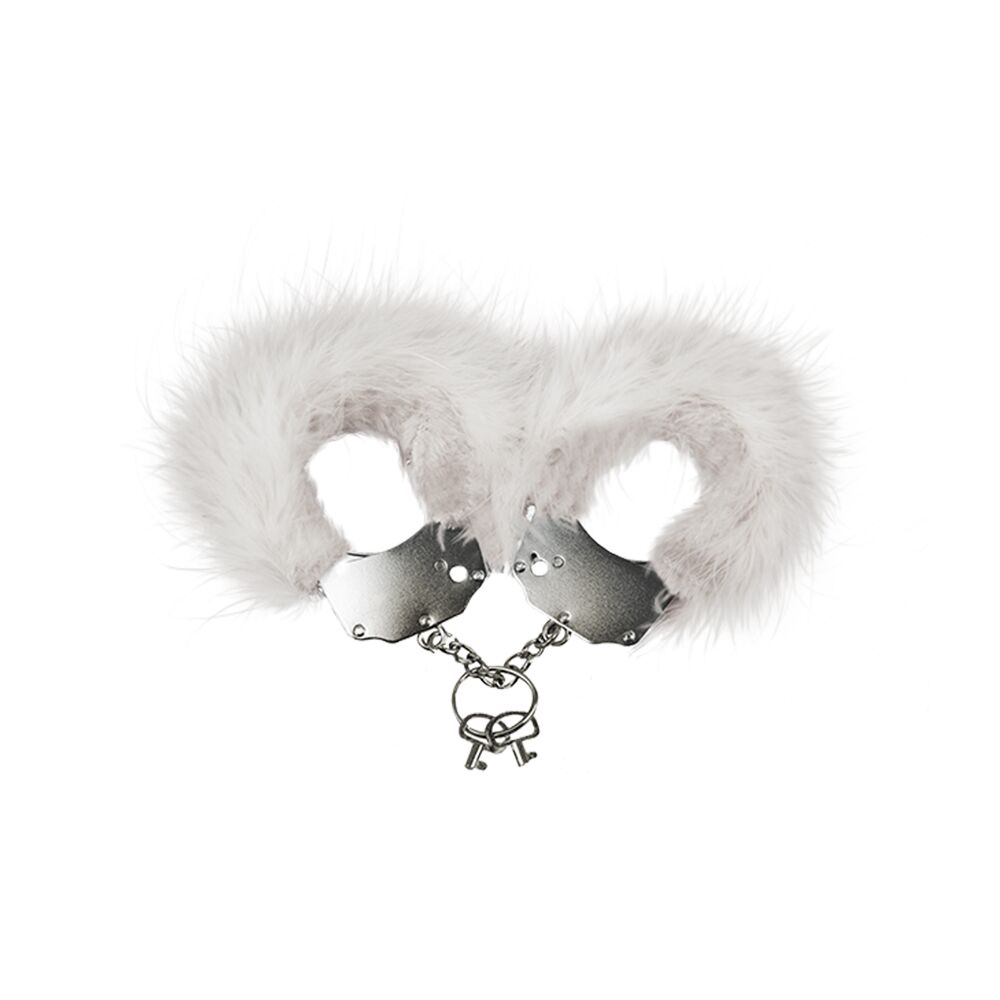 Наручники металеві Adrien Lastic Handcuffs з білим