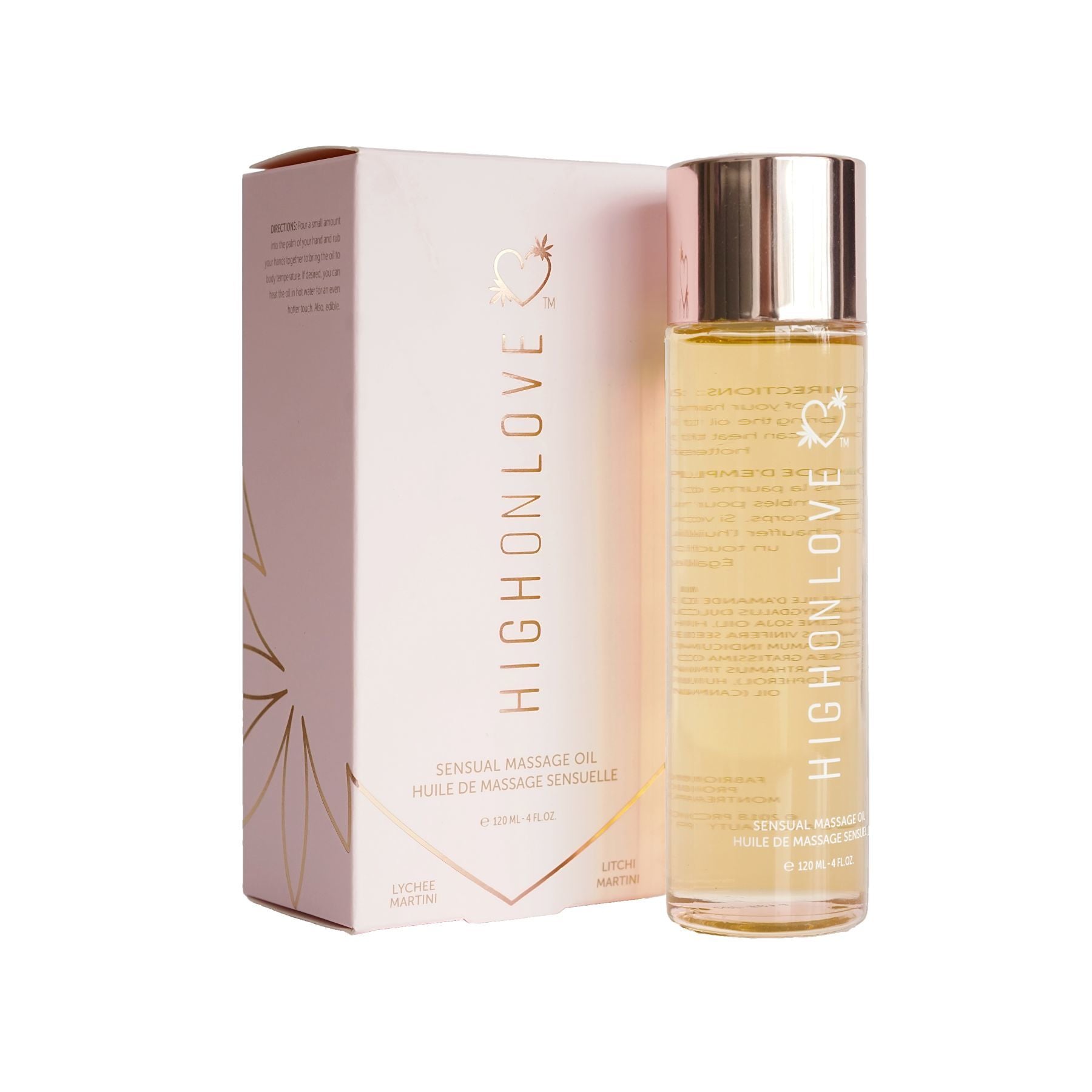 Масажна олія HighOnLove Massage Oil - Lychee Martini з маслом насіння конопель