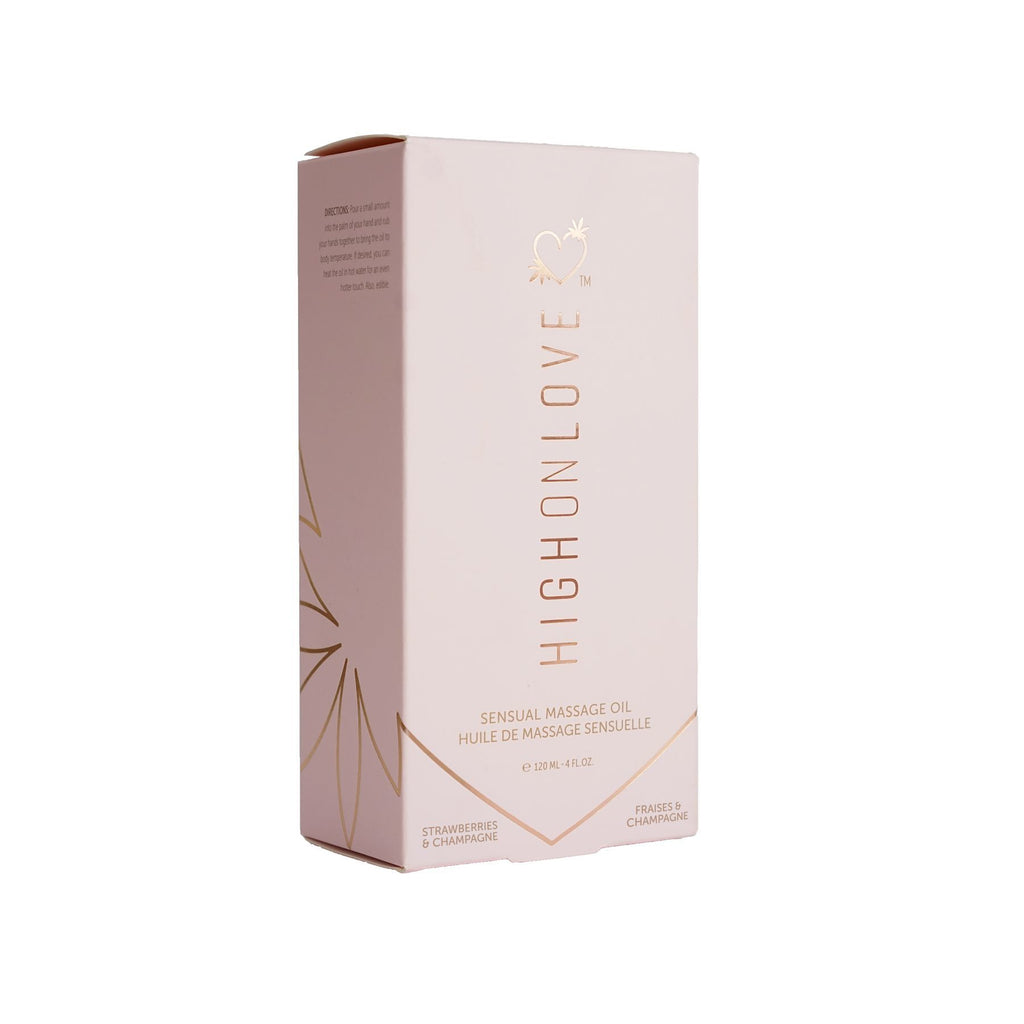 Масажна олія HighOnLove Massage Oil - Strawberry & Champagne з маслом насіння конопель