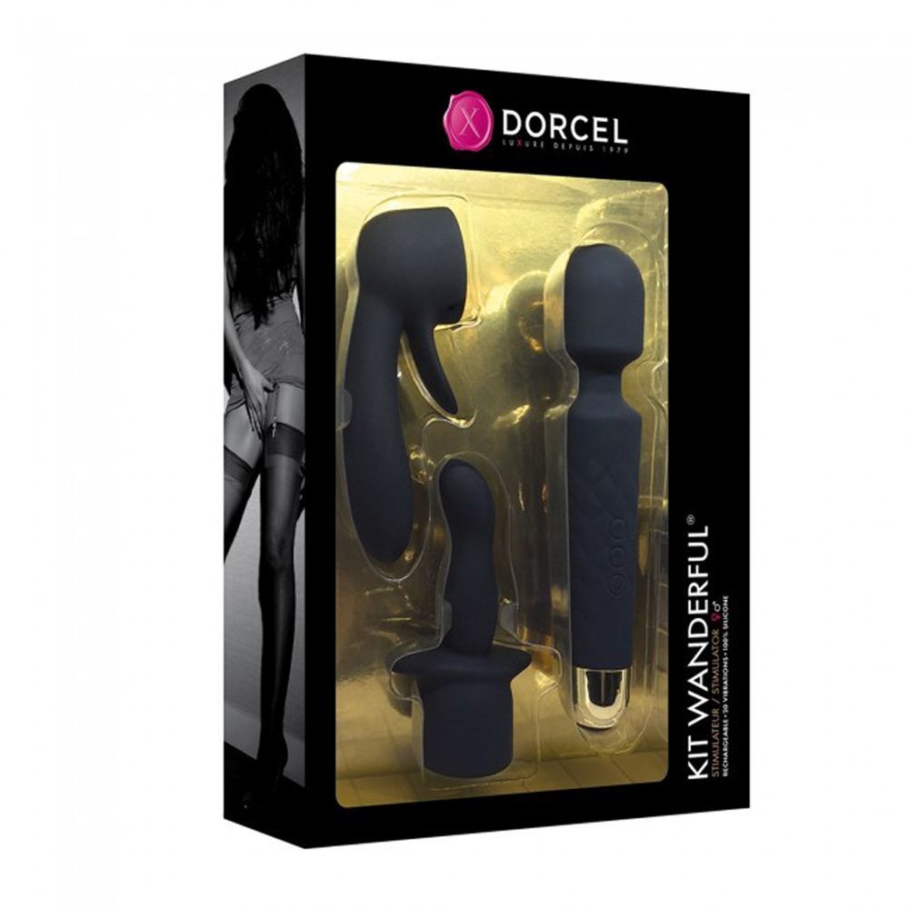 Мінівібромасажер Dorcel Kit Wanderful з насадками анальна і вагінальна
