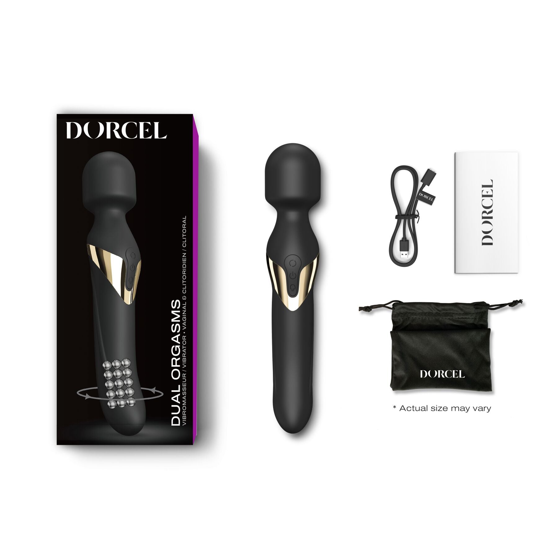 Вібромасажер 2в1 Dorcel Dual Orgasms класичний масажер і вібратор з перлинним масажем