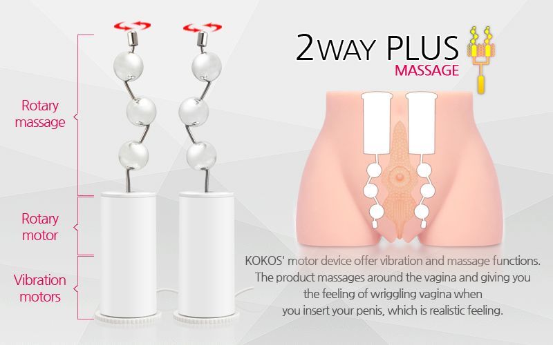 Мастурбатор-полуторс Kokos Cherry 2WayPlus з функцією масажу та вібрацією з вібрацією і масажем