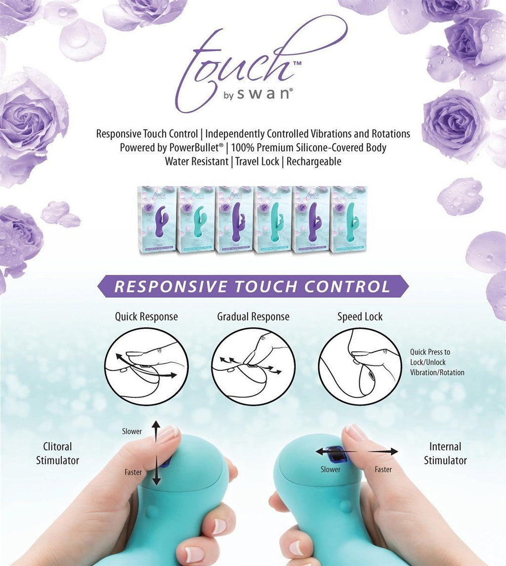 Вібратор-кролик з сенсорним управлінням і ротацією Touch by SWAN Duo