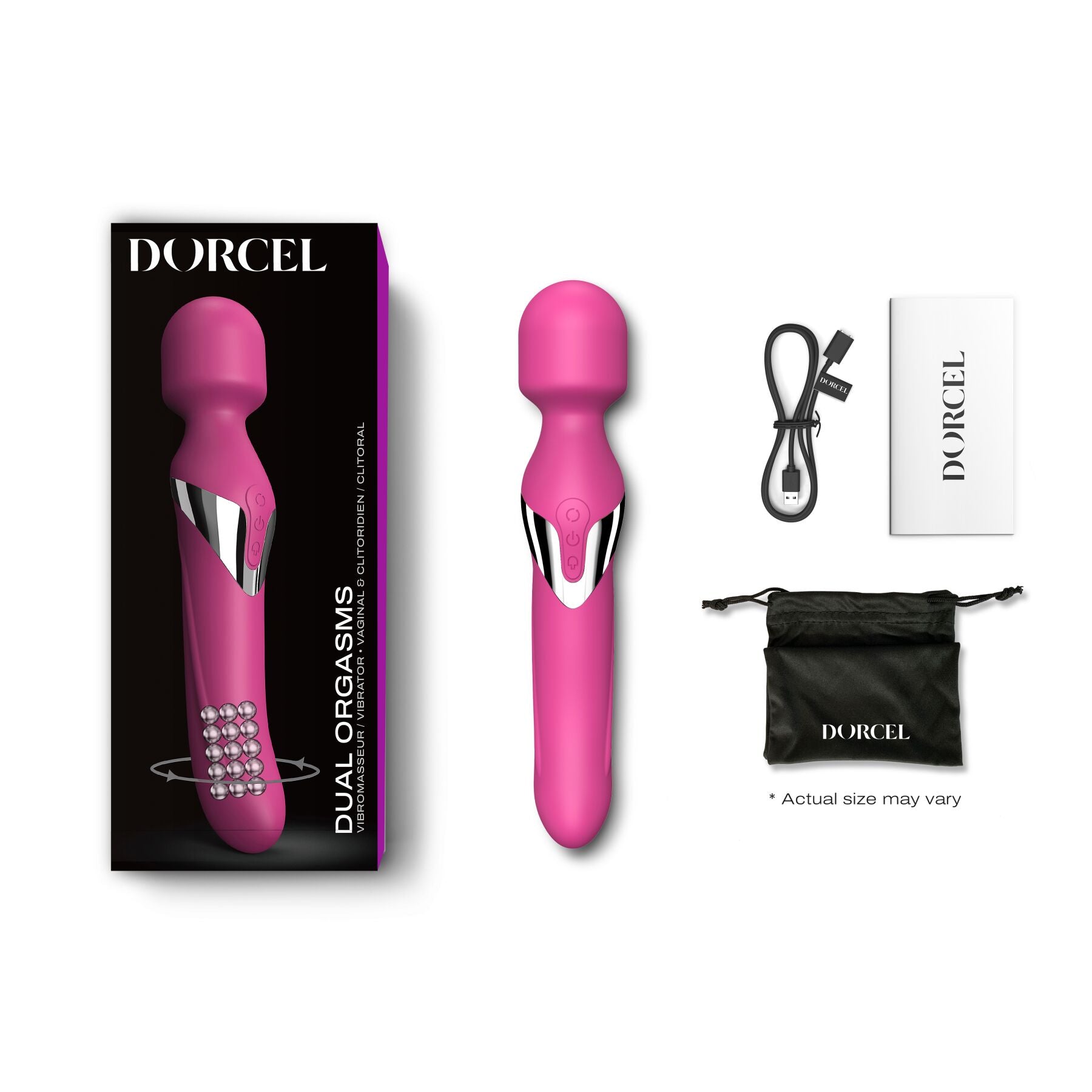 Вібромасажер 2в1 Dorcel Dual Orgasms класичний масажер і вібратор з перлинним масажем