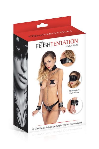 Нашийник з наручниками і ланцюжком Fetish Tentation Neck and Wrist