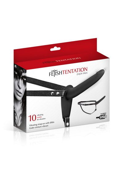 Страпон з вібрацією Fetish Tentation Vibrating Strap-On with