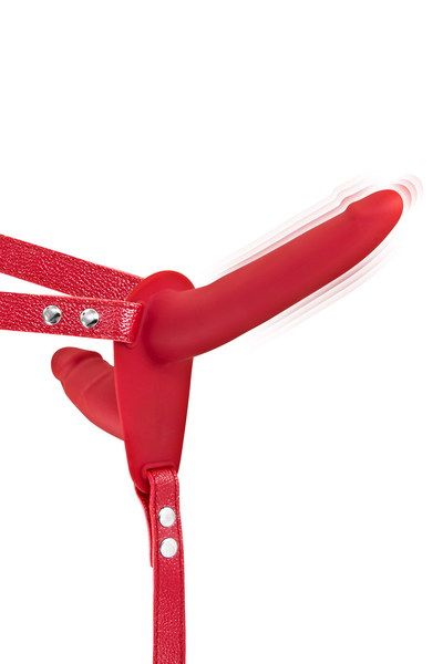 Подвійний страпон з вібрацією Fetish Tentation Vibrating Strap-On with