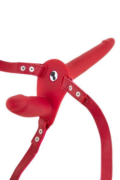 Подвійний страпон з вібрацією Fetish Tentation Vibrating Strap-On with