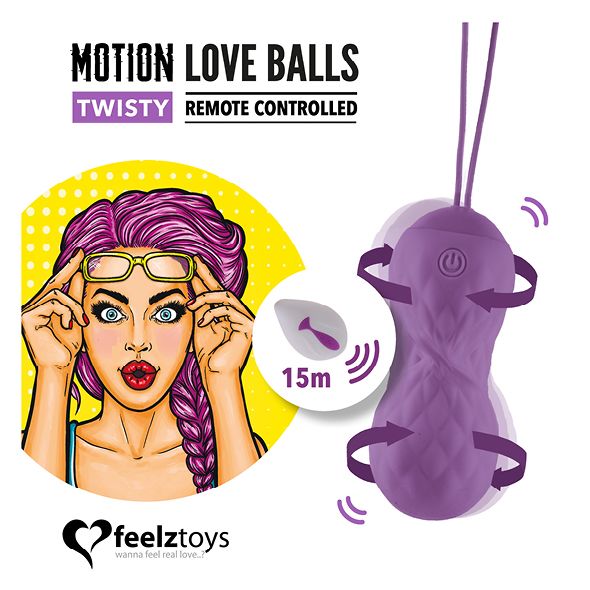 Вагінальні кульки з масажем і вібрацією FeelzToys Motion Love Balls Twisty з пультом ДК