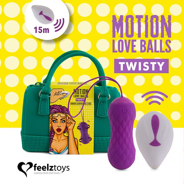 Вагінальні кульки з масажем і вібрацією FeelzToys Motion Love Balls Twisty з пультом ДК