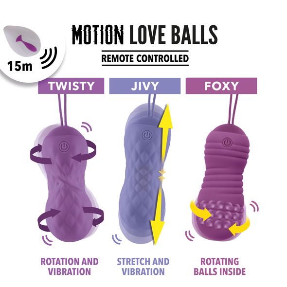 Вагінальні кульки з масажем і вібрацією FeelzToys Motion Love Balls Twisty з пультом ДК