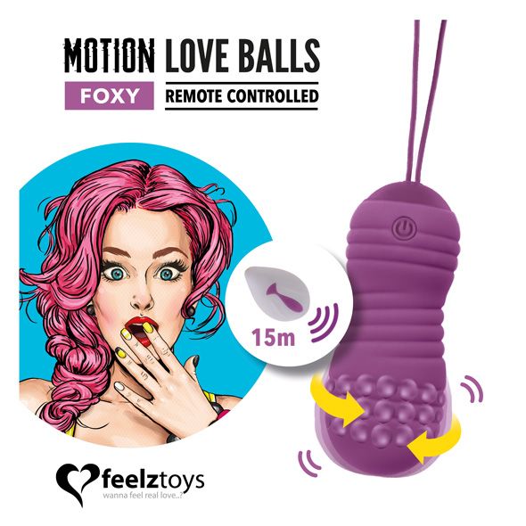 Вагінальні кульки з перлинним масажем FeelzToys Motion Love Balls Foxy з пультом ДК