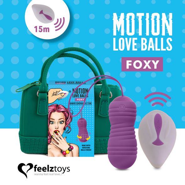 Вагінальні кульки з перлинним масажем FeelzToys Motion Love Balls Foxy з пультом ДК