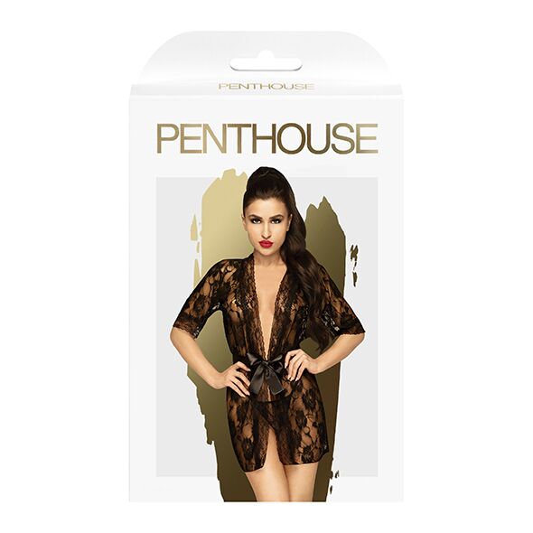 Комплект пеньюар з декором у вигляді троянд та стрінгами Penthouse Sweet