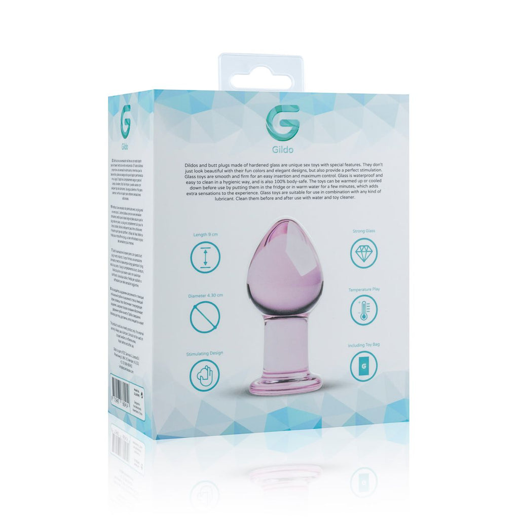Рожева анальна пробка зі скла Gildo Glass Buttplug No.