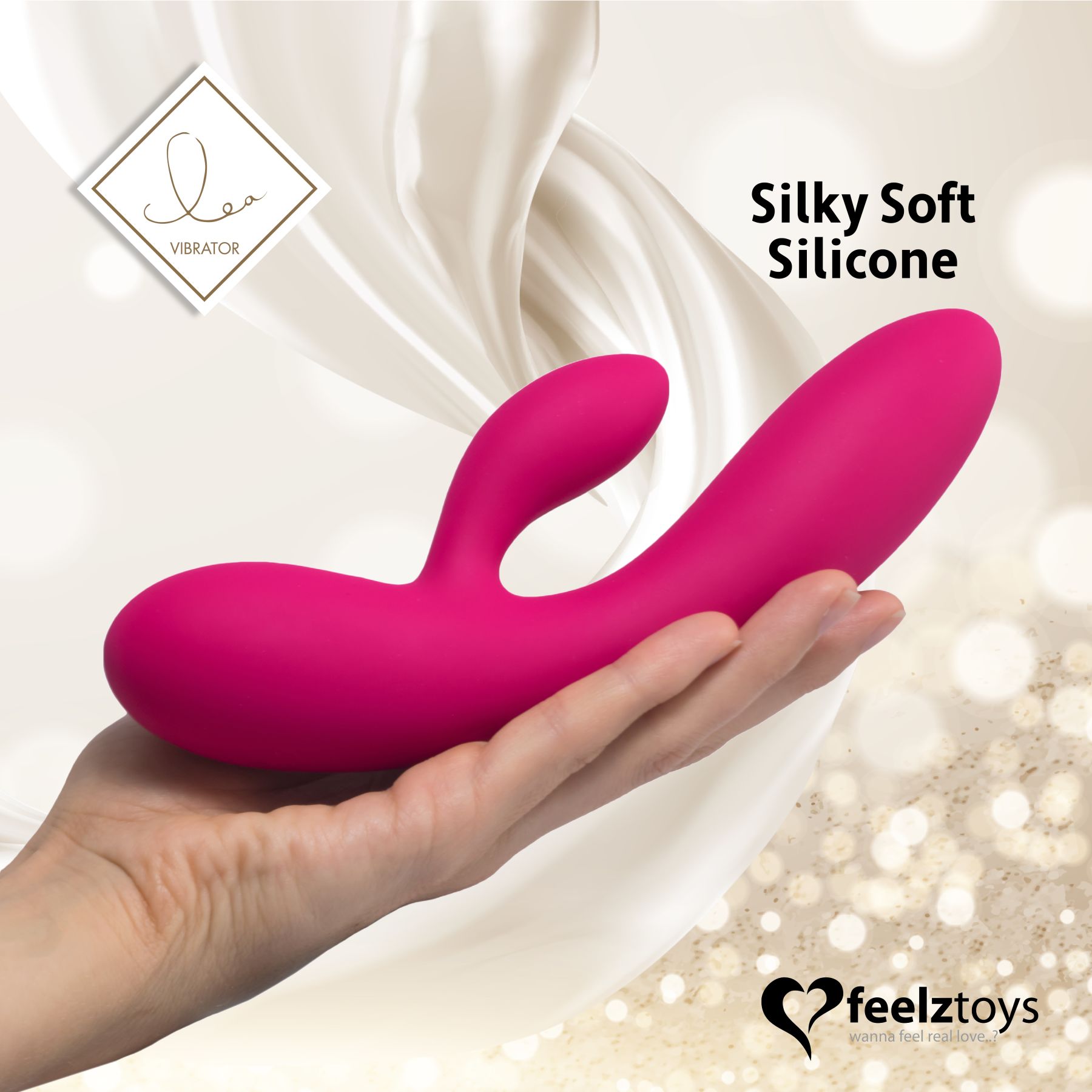 Гнучкий вібратор кролик з двома моторами FeelzToys Lea Rabbit Vibrator Rubine