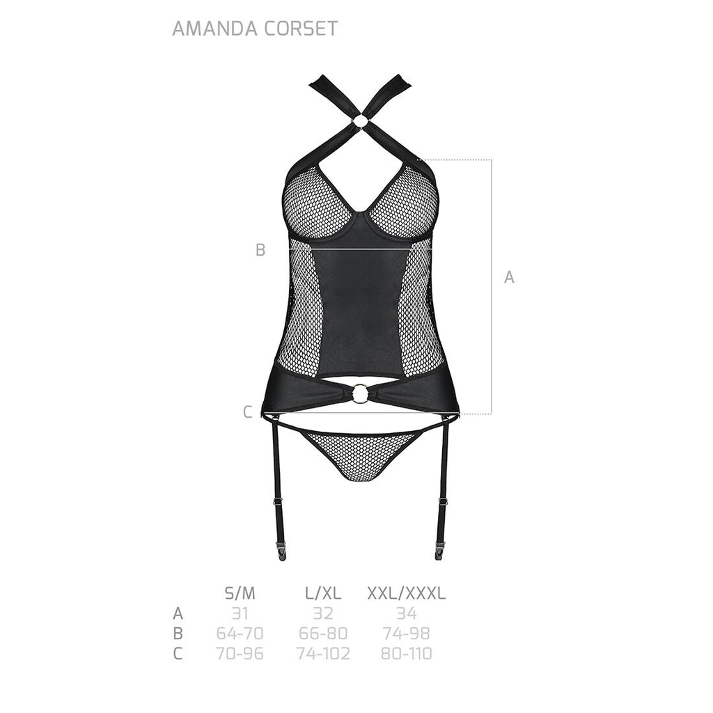 Сітчастий комплект корсет з халтером Passion AMANDA