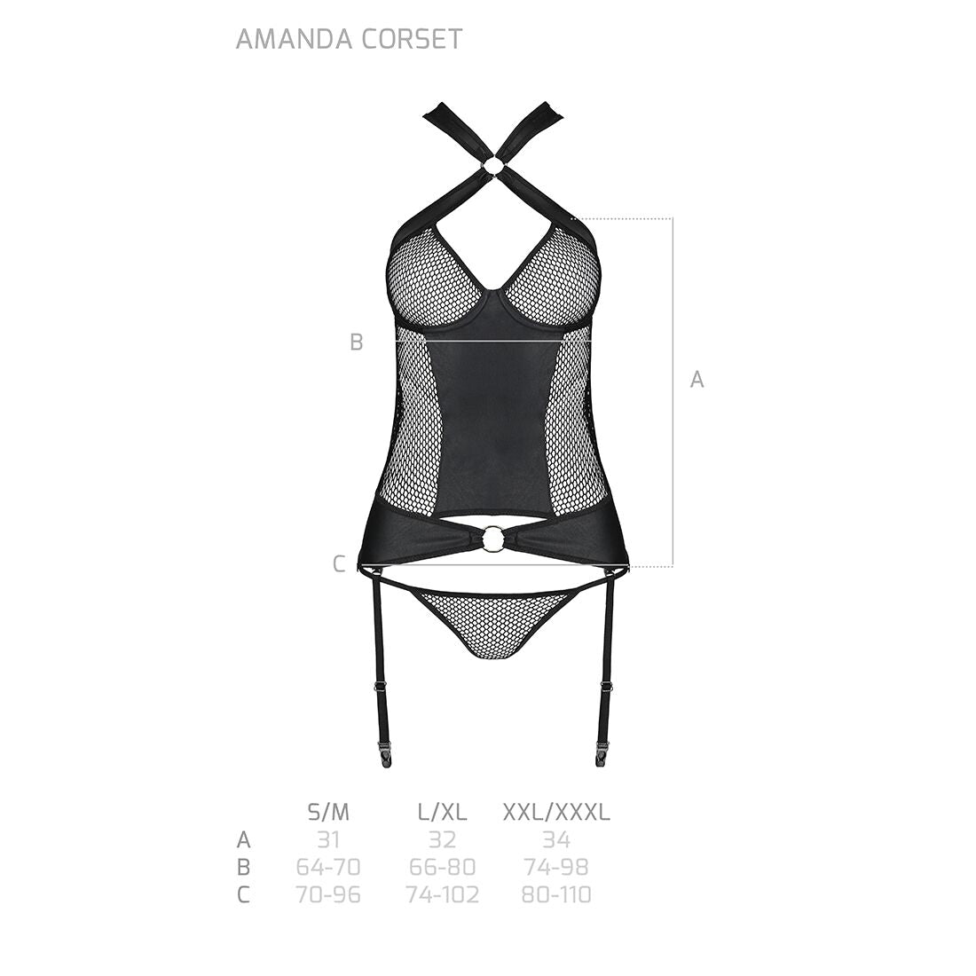 Сітчастий комплект корсет з халтером Passion AMANDA