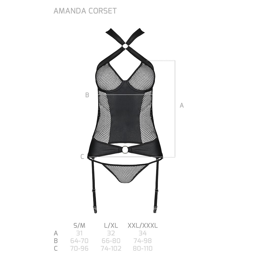 Сітчастий комплект корсет з халтером Passion AMANDA
