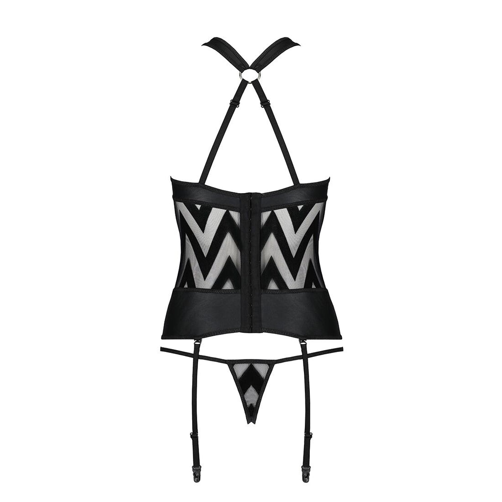 Сітчастий комплект із візерунком корсет з халтером Passion HIMA CORSET