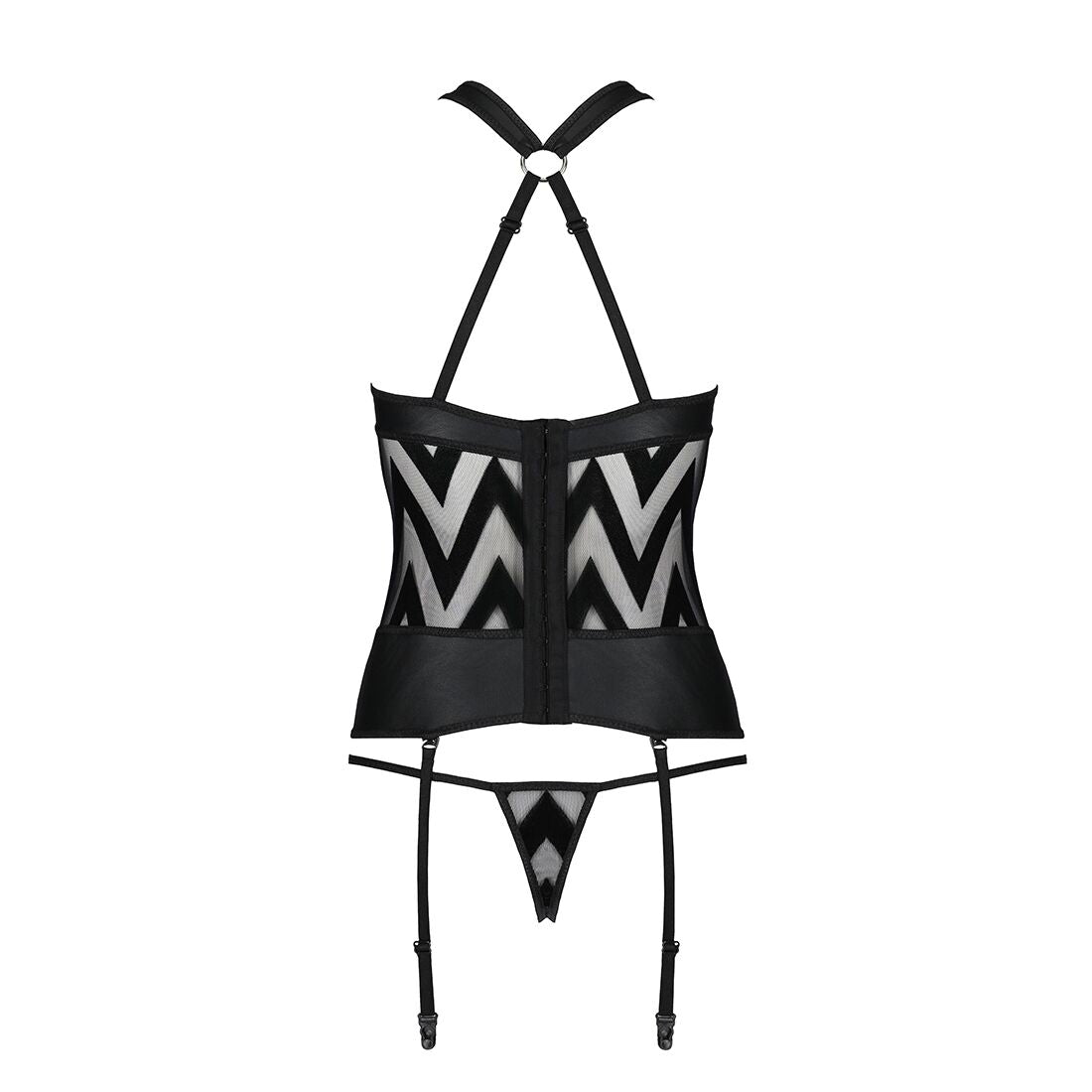 Сітчастий комплект із візерунком корсет з халтером Passion HIMA CORSET