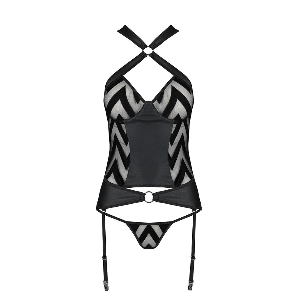 Сітчастий комплект із візерунком корсет з халтером Passion HIMA CORSET