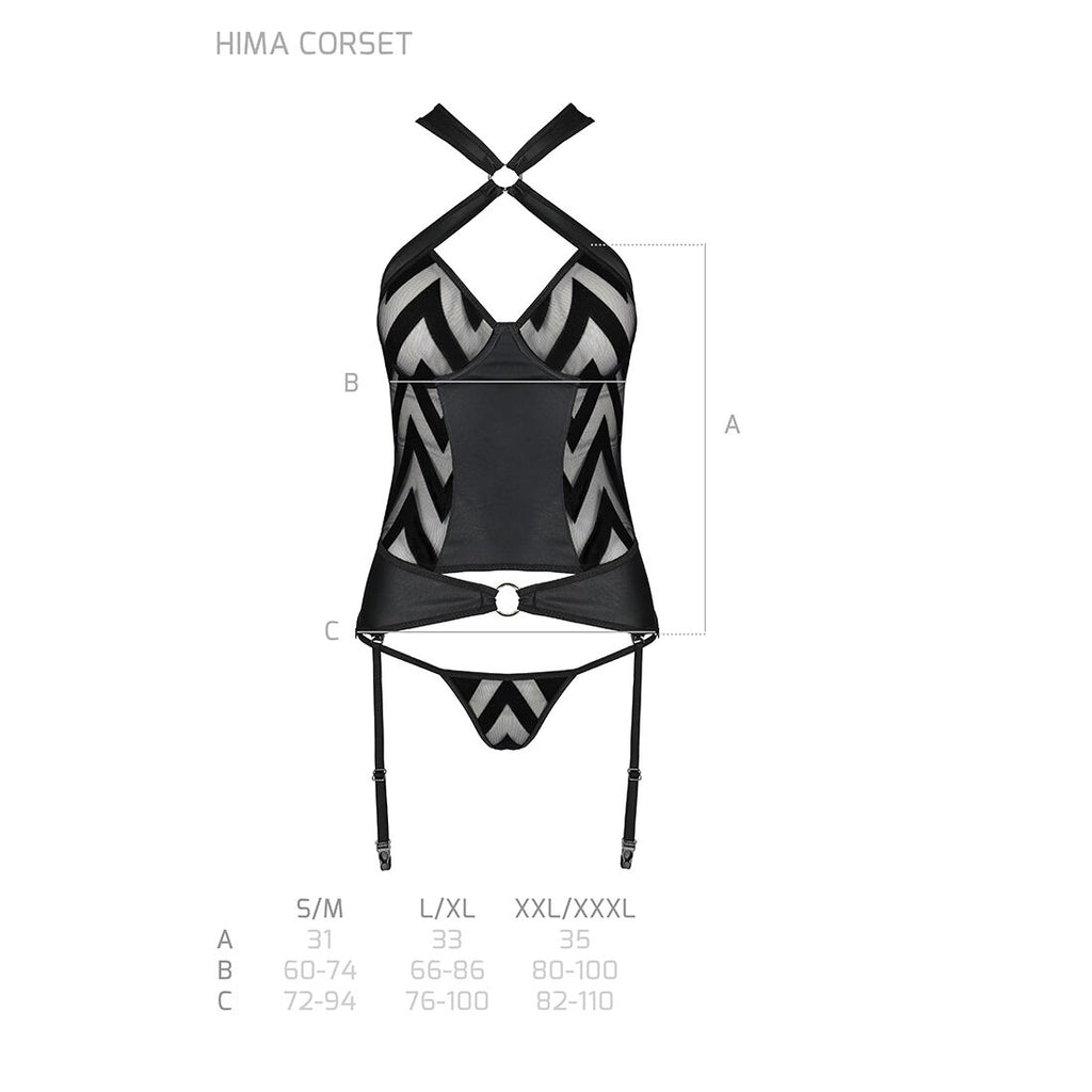 Сітчастий комплект із візерунком корсет з халтером Passion HIMA CORSET