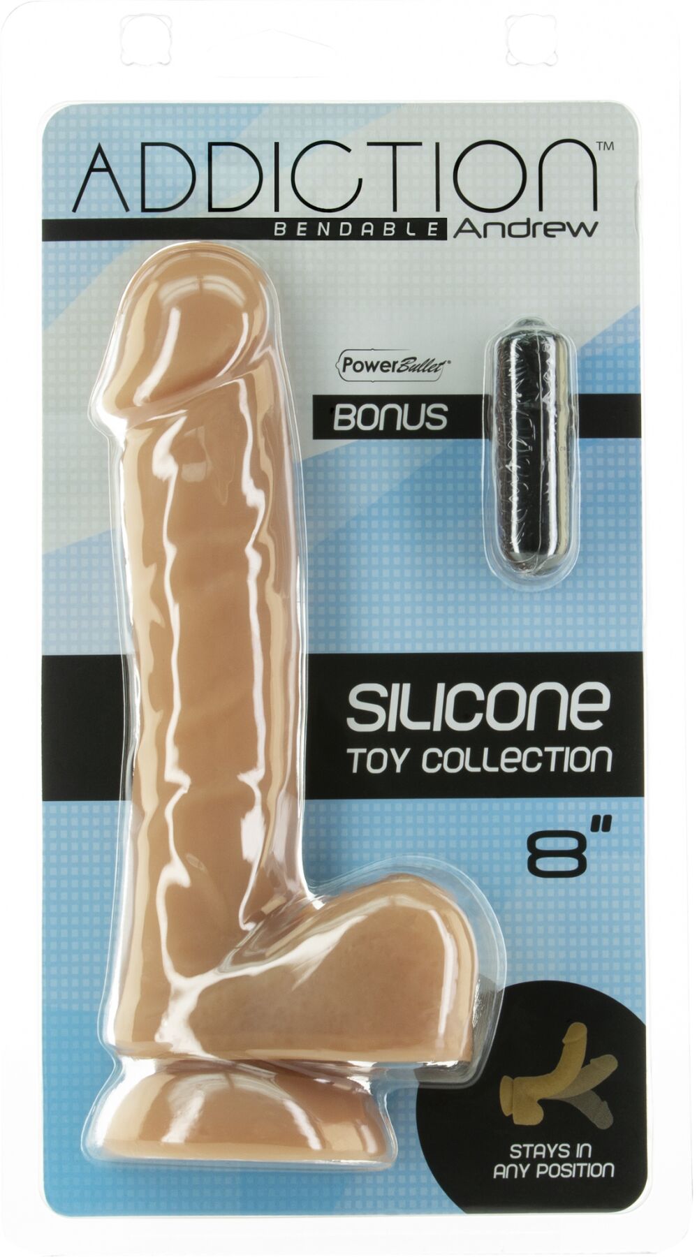Гнучкий фалоімітатор на присосці ADDICTION ANDREW 8″ Silicone Dong - Caramel