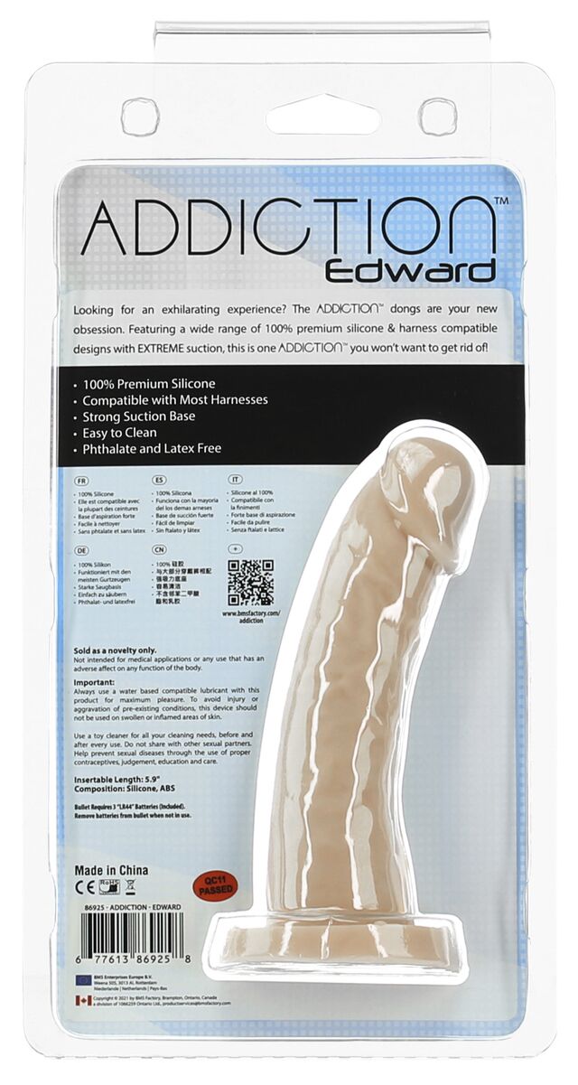 Вигнутий фалоімітатор на присосці ADDICTION Edward 6″ Curved Dong