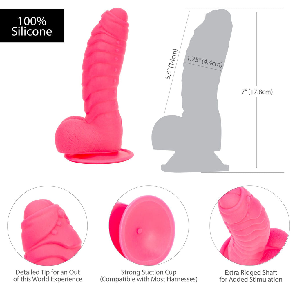 Ребристий фалоімітатор на присосці ADDICTION Tom 7″ Dildo With Balls