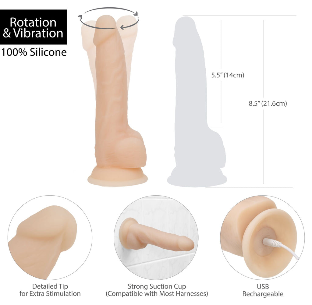 Фалоімітатор з вібрацією та ротацією Naked ADDICTION James 8″ Rotating & Vibrating Dong