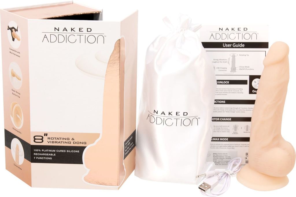 Фалоімітатор з вібрацією та ротацією Naked ADDICTION James 8″ Rotating & Vibrating Dong