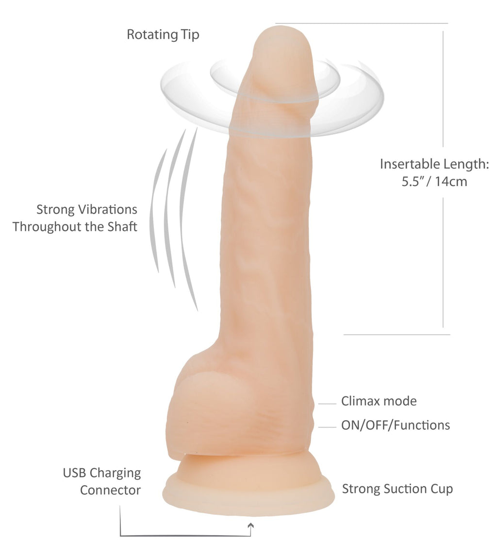 Фалоімітатор з вібрацією та ротацією Naked ADDICTION James 8″ Rotating & Vibrating Dong