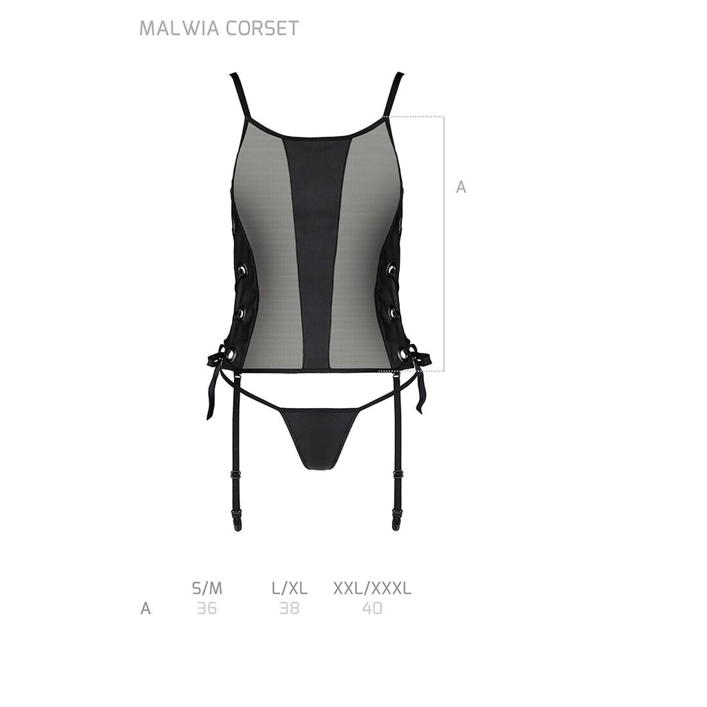 Сітчастий корсет з люверсами і знімними пажами Passion MALWIA CORSET