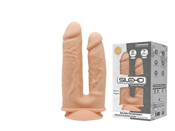 Фалоімітатор подвійний SilexD Double Gusto Flesh Model 1 size 8 & 7