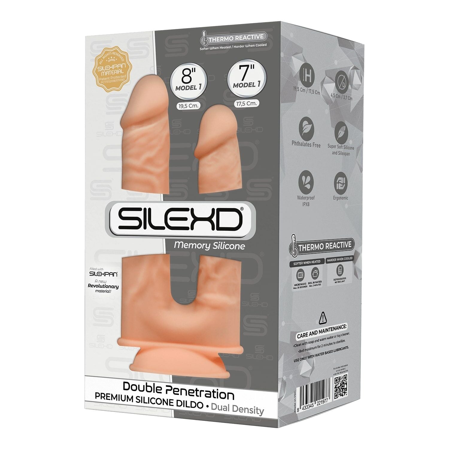 Фалоімітатор подвійний SilexD Double Gusto Flesh Model 1 size 8 & 7