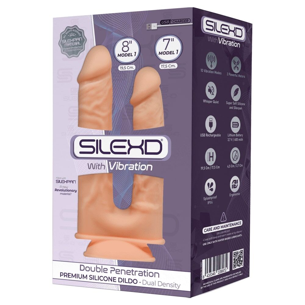 Фалоімітатор подвійний з вібрацією SilexD Double Gusto Flesh Motor Model 1 size 8 & 7
