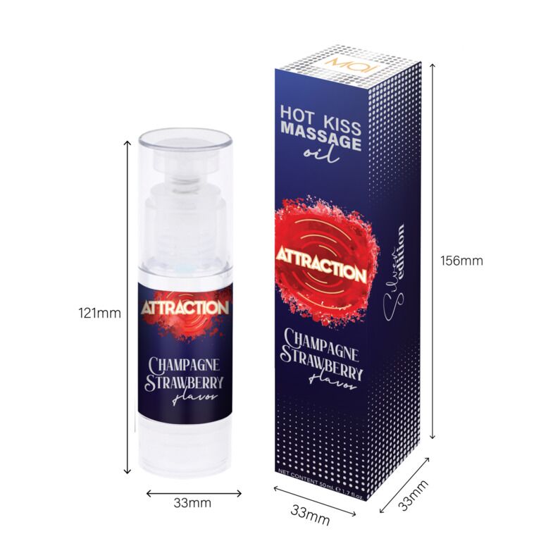 Їстівна масажна олія MAI Attraction Champagne Strawberry Hot Kiss