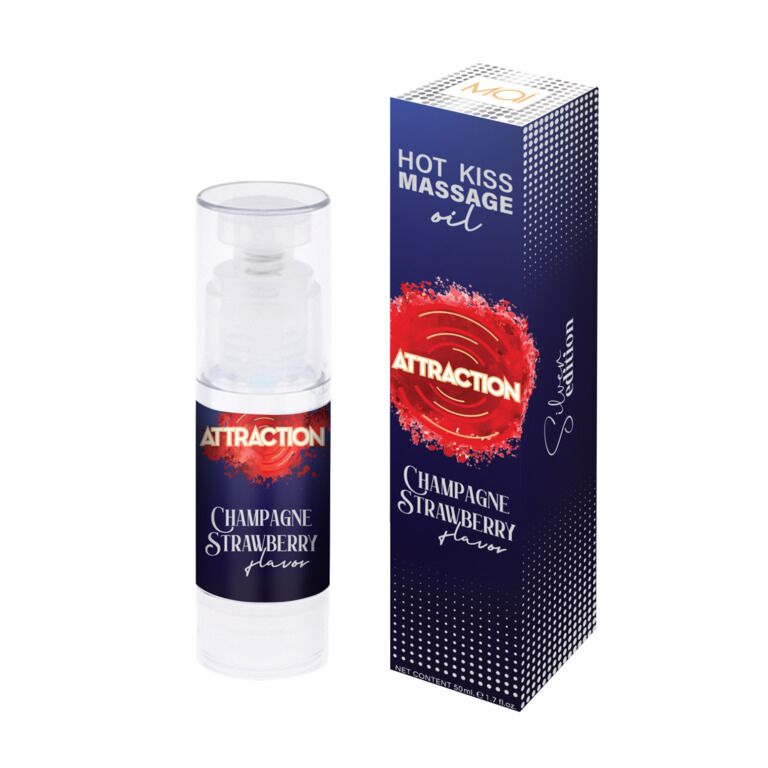Їстівна масажна олія MAI Attraction Champagne Strawberry Hot Kiss