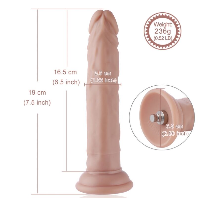Реалістичний фалоімітатор для секс-машин Hismith 7.5″ Flexible Silicone Dildo