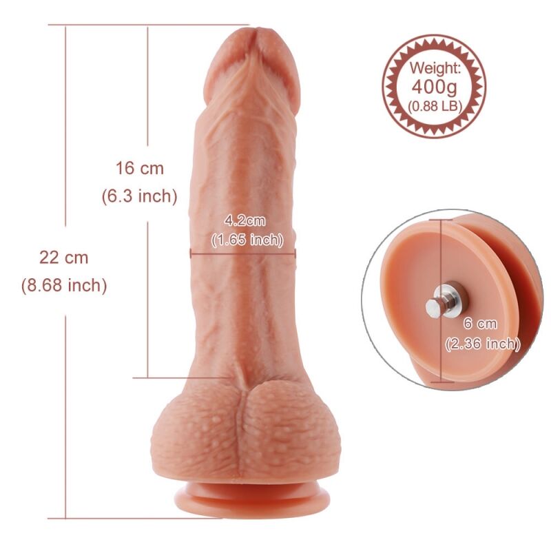 Ультрареалістичний фалоімітатор для секс-машин Hismith 8.3″ 2-layers Silicone Flesh Dildo