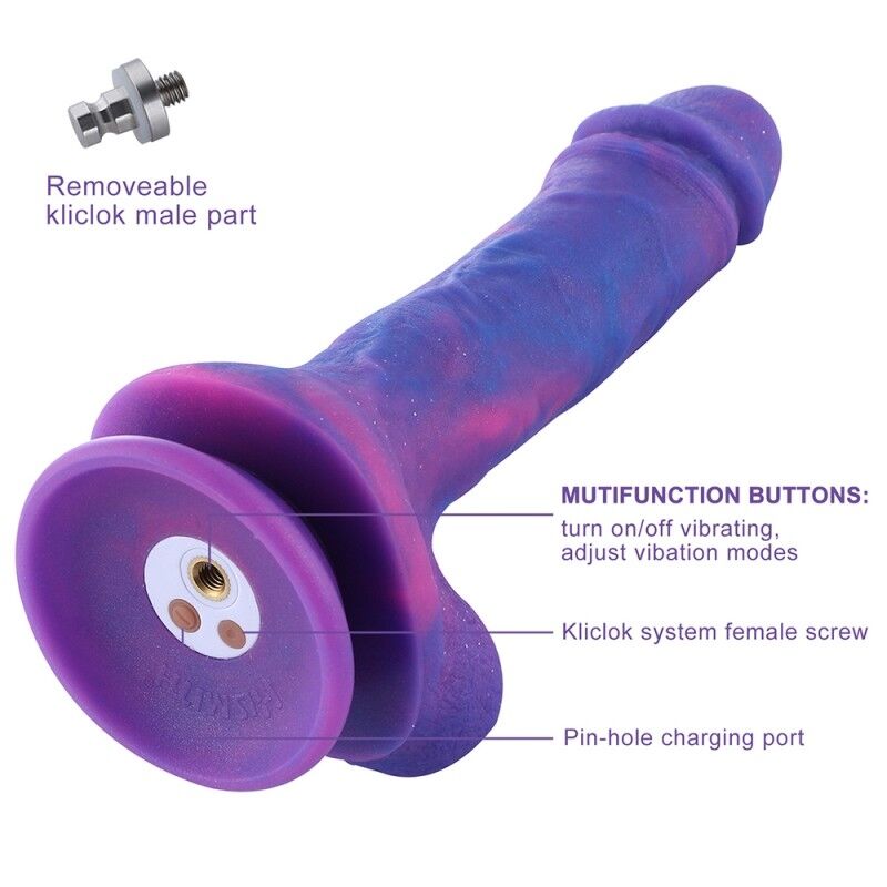 Фалоімітатор 8.2″ з вібрацією для секс-машин Hismith Purple Silicone Dildo with Vibe