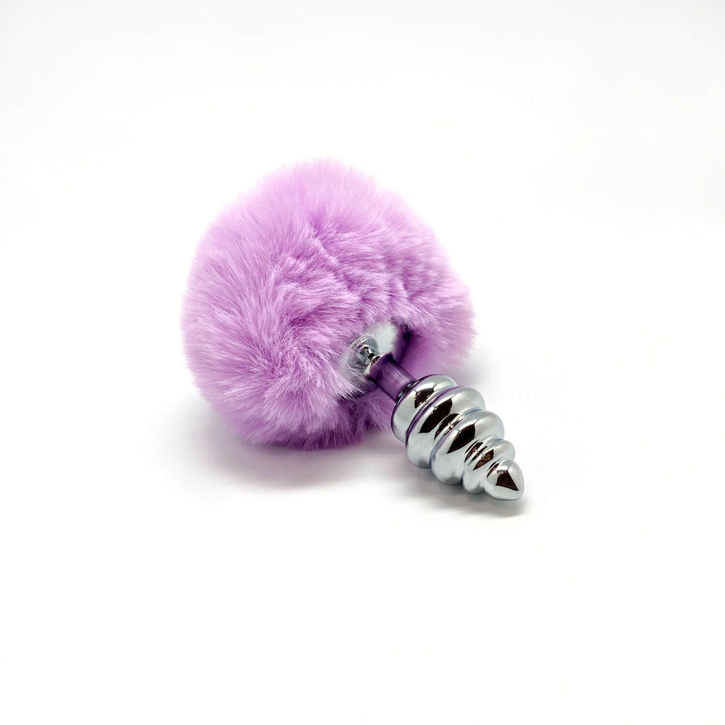 Металева анальна пробка Кролячий хвостик Alive Fluffy Twist Plug