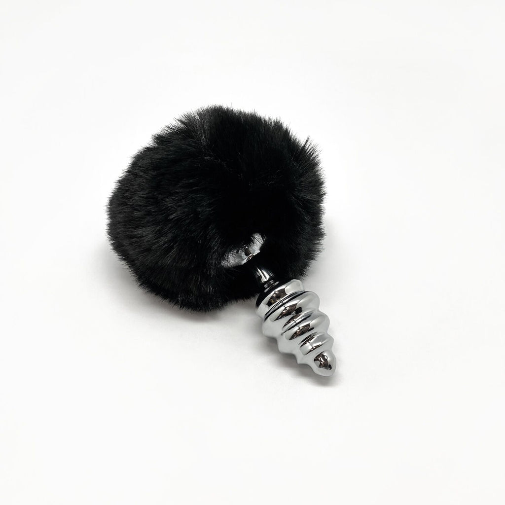 Металева анальна пробка Кролячий хвостик Alive Fluffy Twist Plug