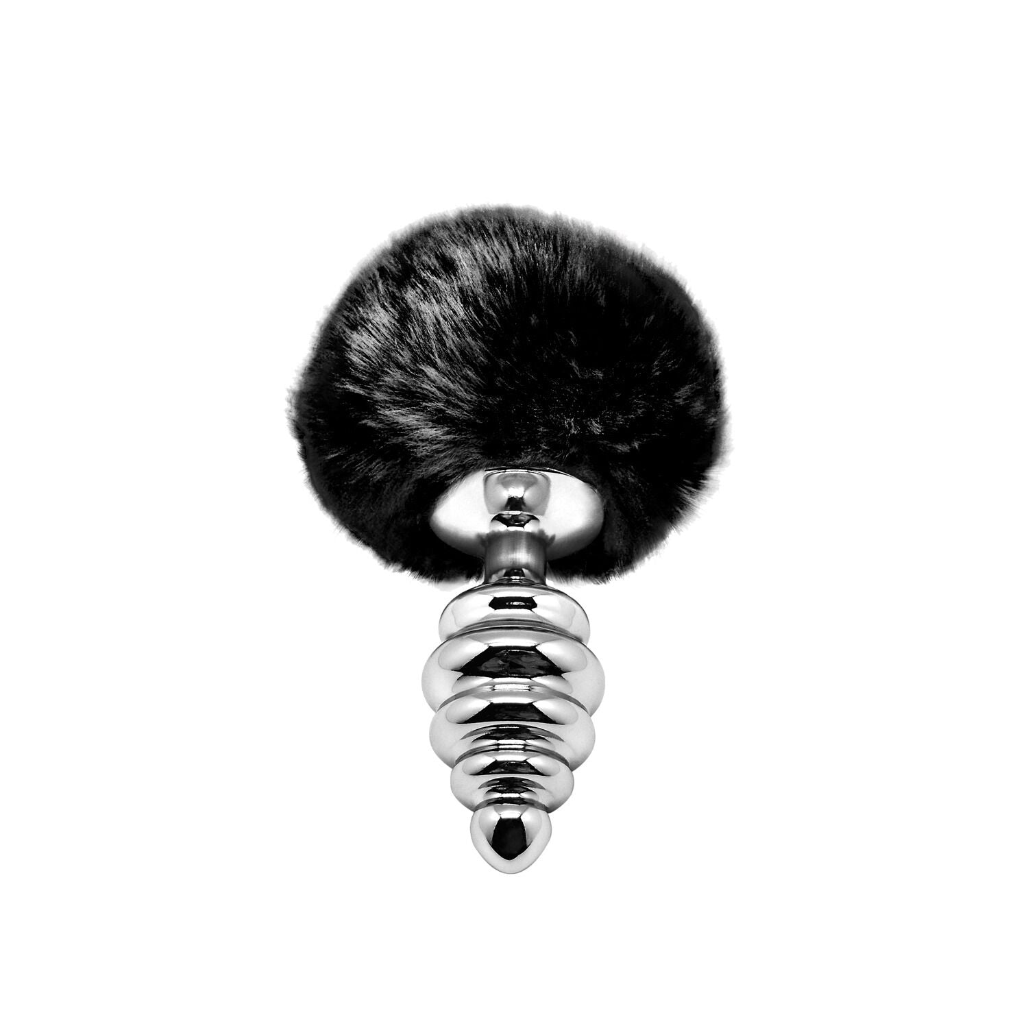 Металева анальна пробка Кролячий хвостик Alive Fluffy Twist Plug