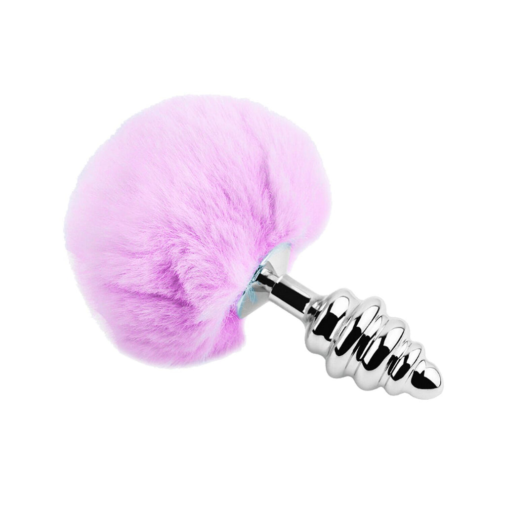 Металева анальна пробка Кролячий хвостик Alive Fluffy Twist Plug