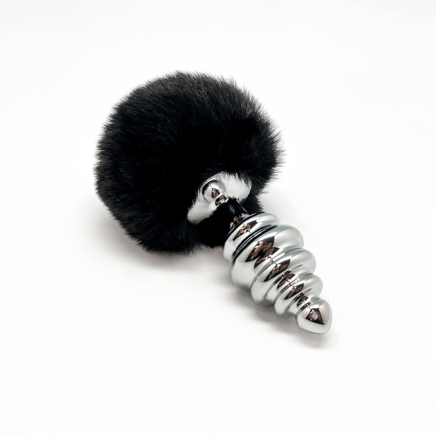 Металева анальна пробка Кролячий хвостик Alive Fluffy Twist Plug